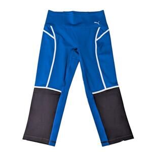 Puma DryCELL Blue Cropped Leggings Medium Colorblock Athletic Tight